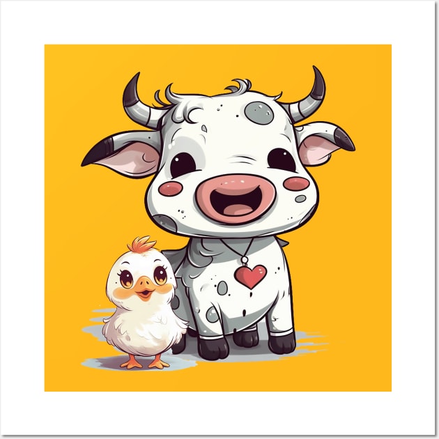 Chicken and cow Wall Art by tatadonets